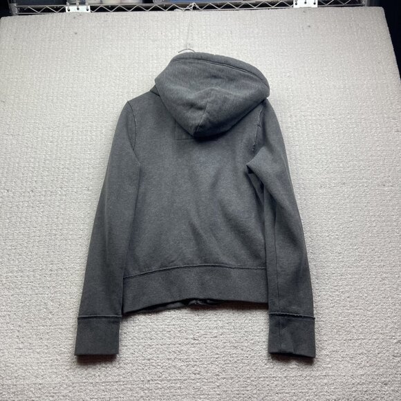 Y2K Hollister Women’s Button Down Oversized Hoodie Size S Grey Fleece Retro Logo - Picture 9 of 11